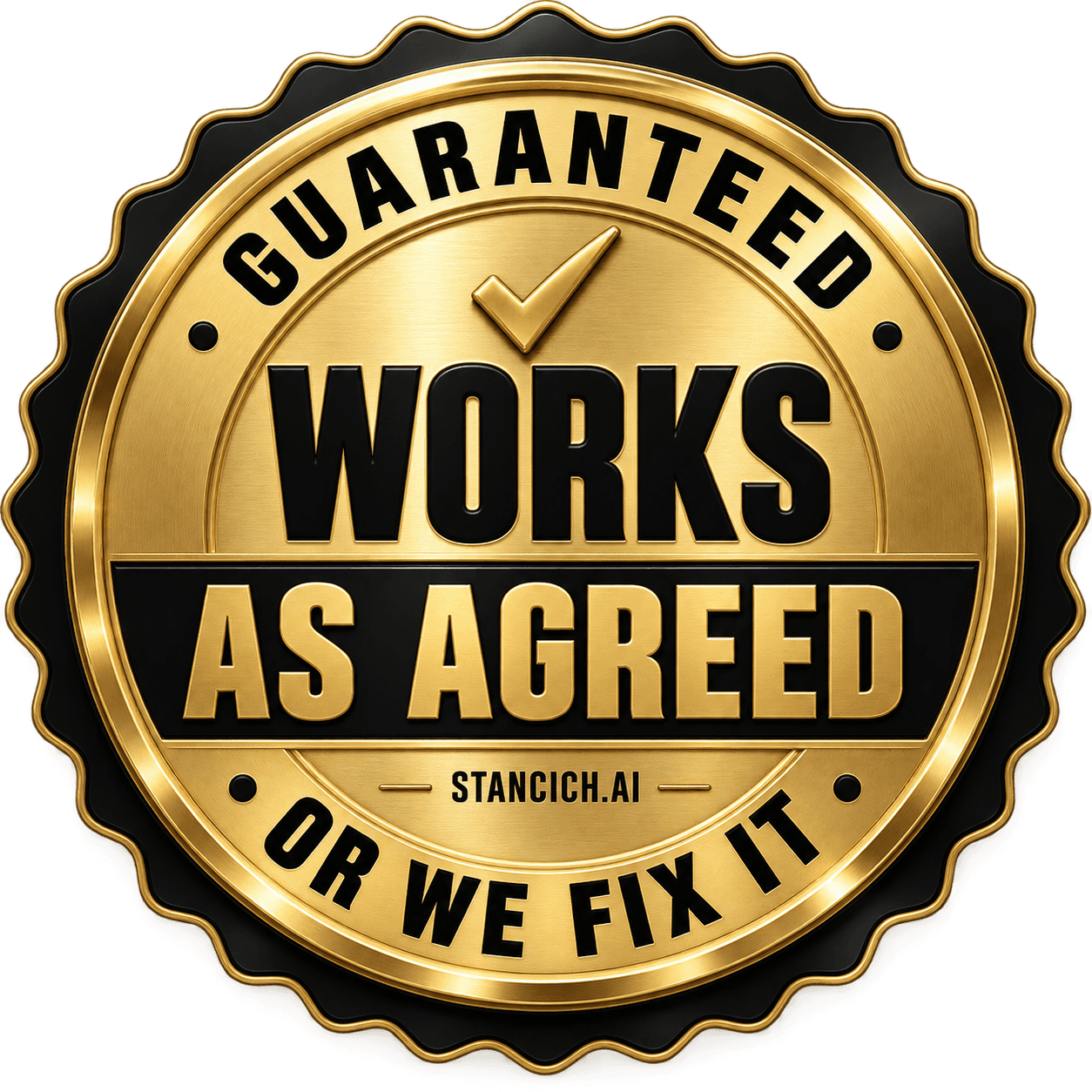 Guaranteed: works as agreed, or we fix it. STANCICH.AI.