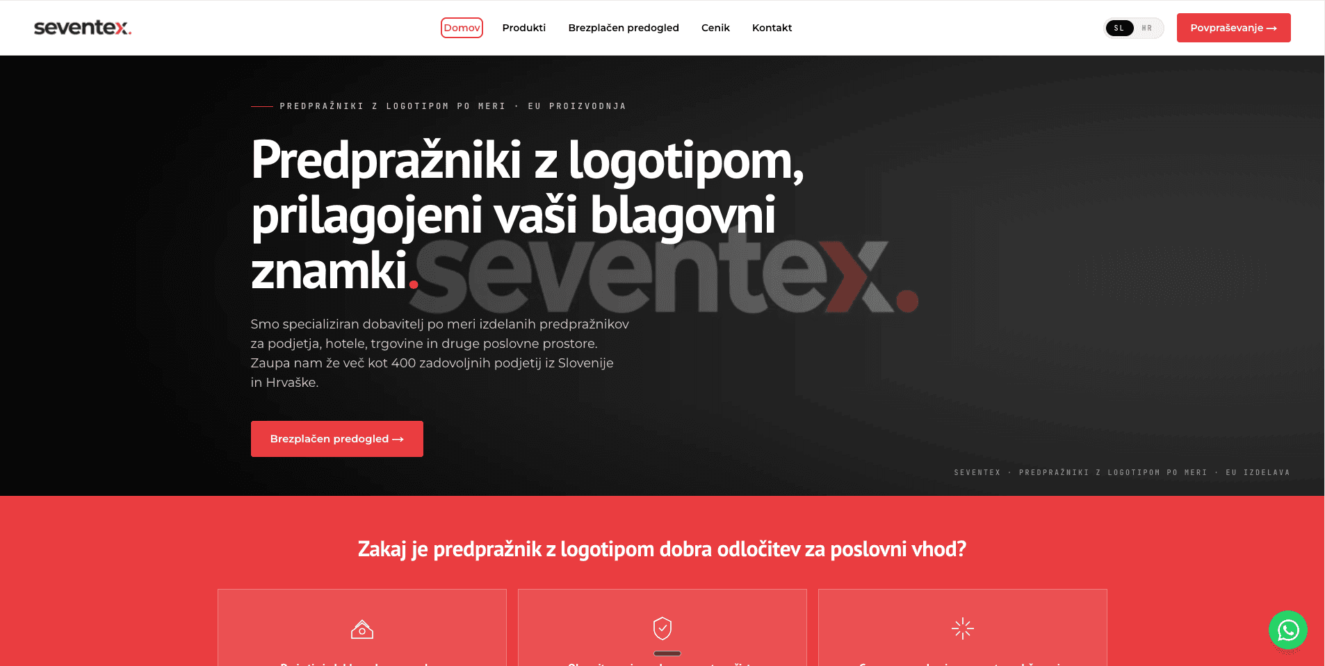 Seventex posnetek zaslona spletne strani