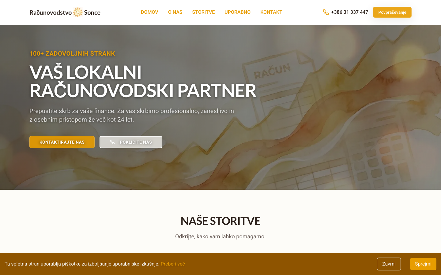 Racunovodstvo Sonce website screenshot