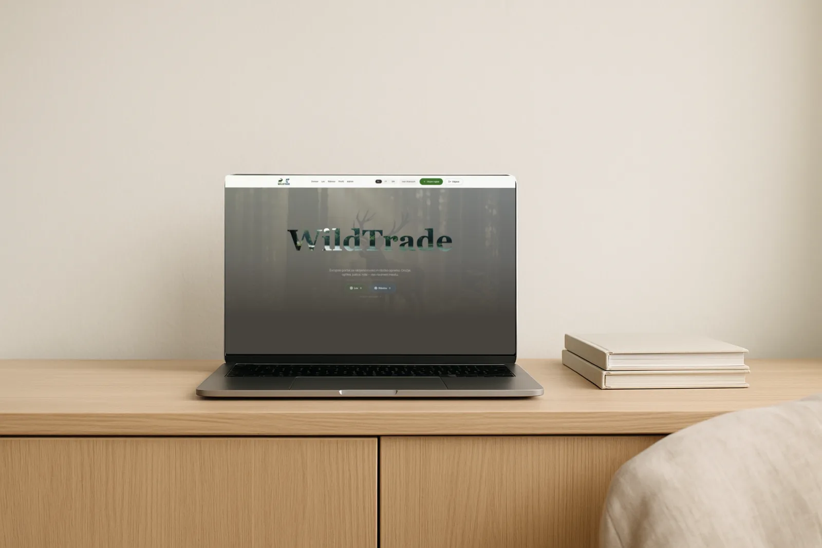 Spletna stran WildTrade na prenosniku