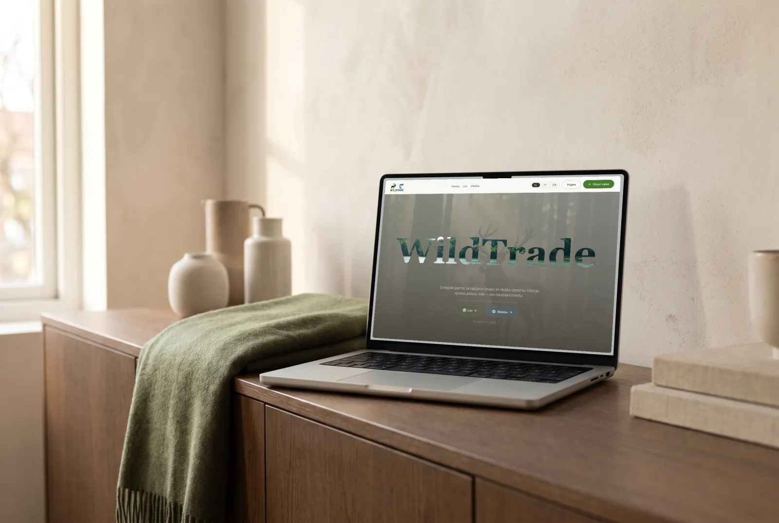 Spletna stran WildTrade na prenosniku